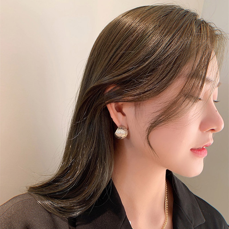 Anting Bentuk Geometris Bahan 925 Silver Needle Metal