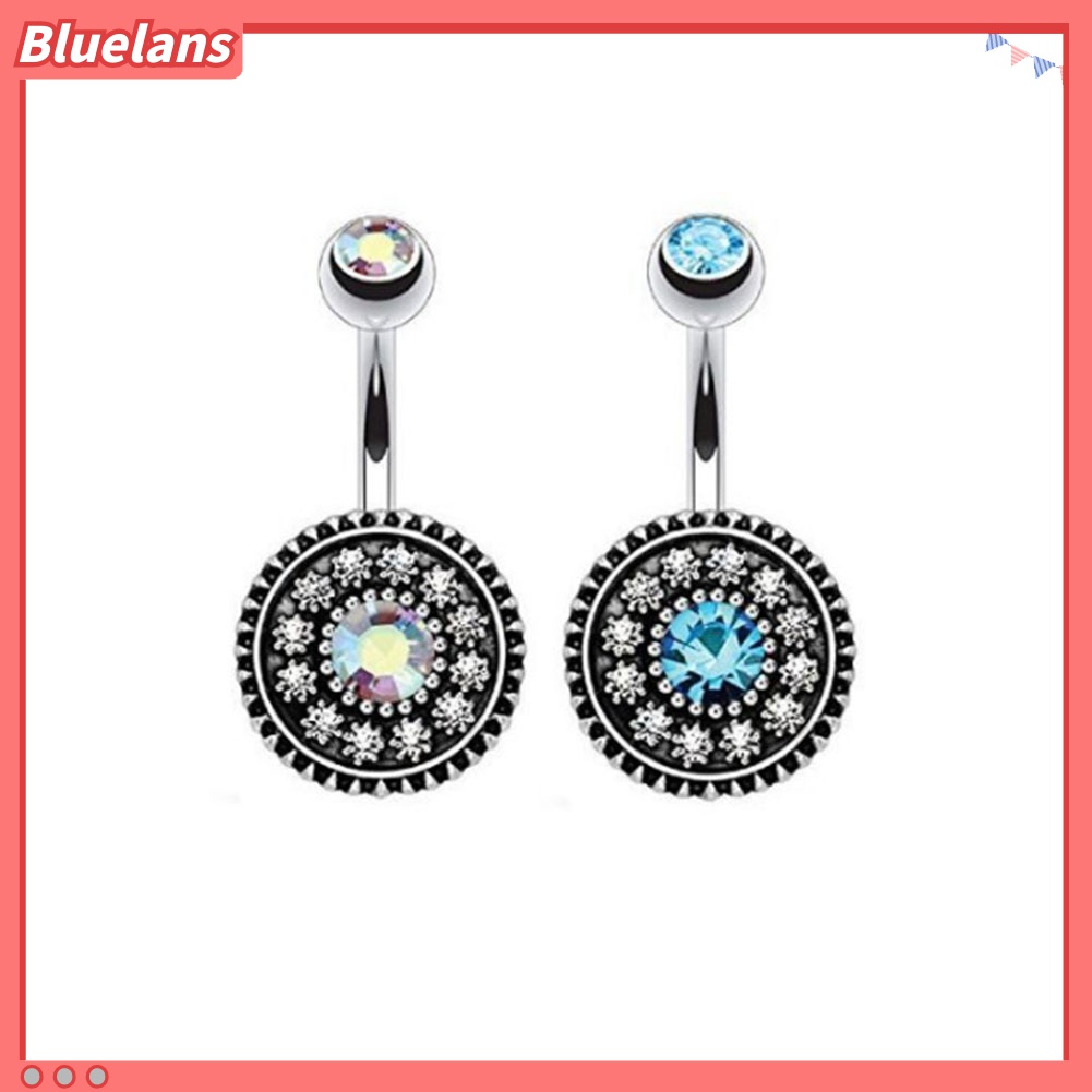 2 Pcs Cincin Tindik Perut Bentuk Bulat Bahan Baja Untuk Wanita