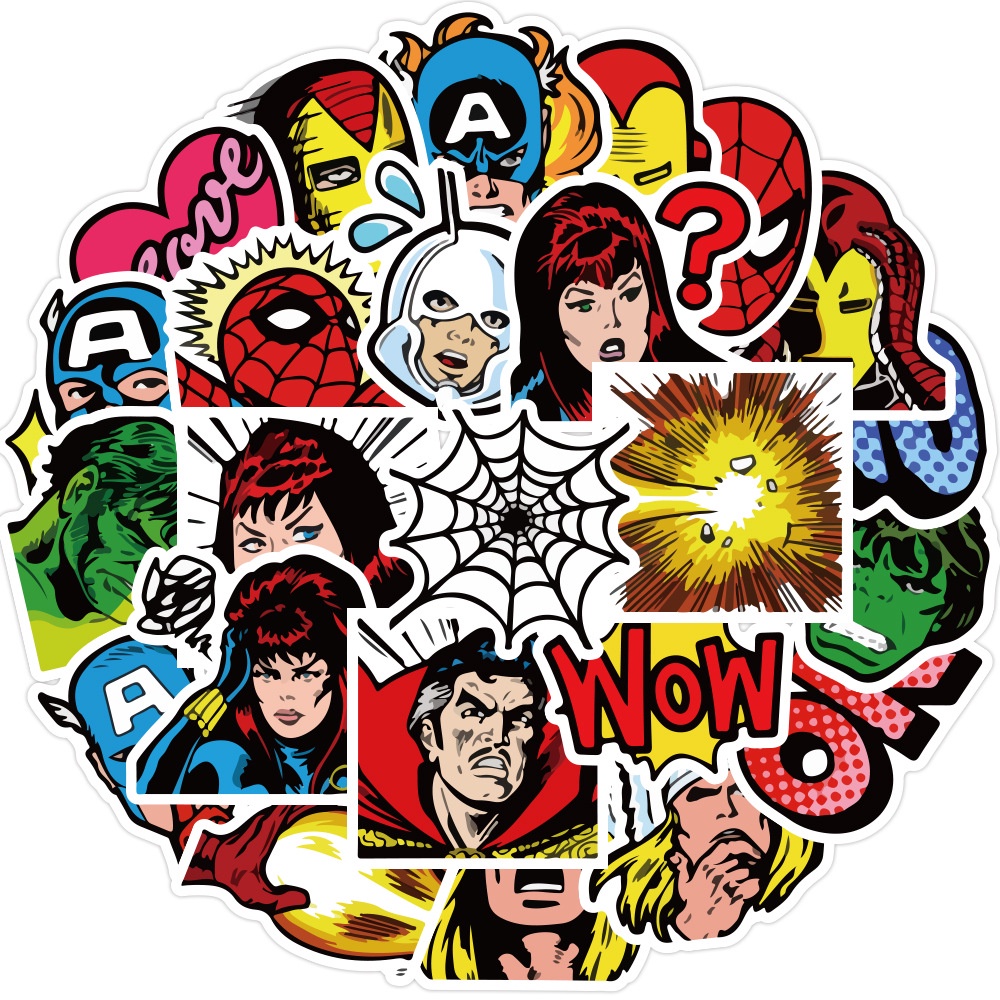 Kartun kapten stiker Iron Man Hulk Spider-Man Avengers tas tangan Buku stiker Xiao Zhang