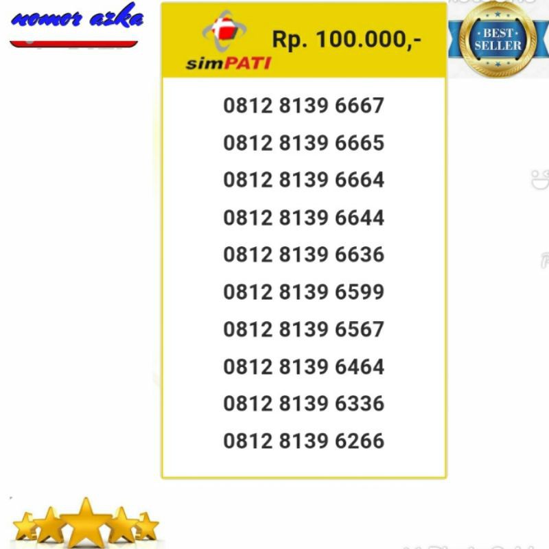 Nomer Cantik Kartu Simpati 0812 8139 6667 Seri Triple 666 Rapih Bsm02