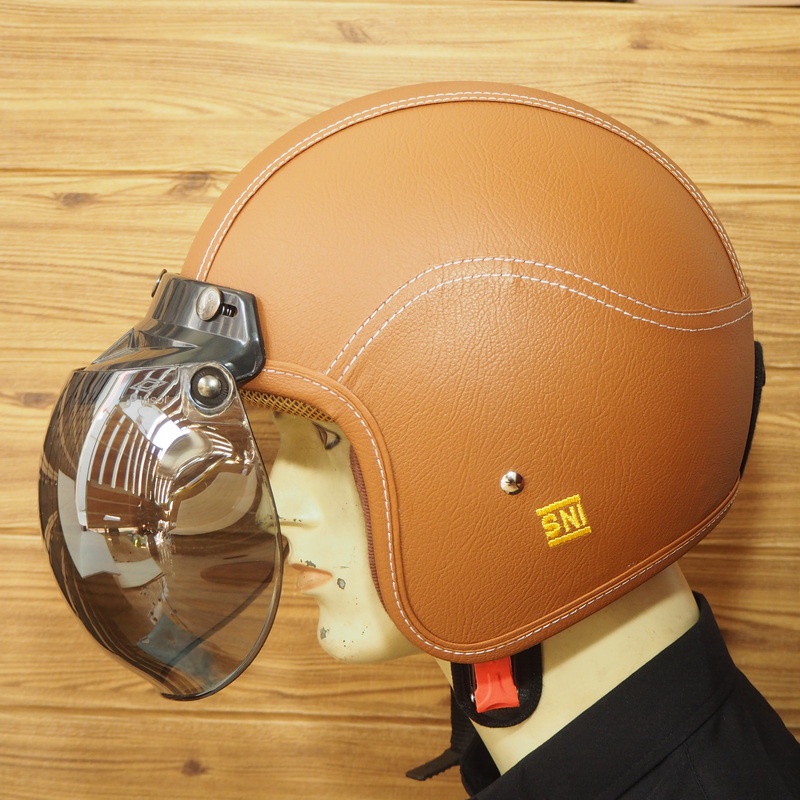 HELM BOGO CLASSIC SNI DEWASA PRIA DAN WANITA HELMET BOGGO RETRO KLASIK KULIT SINTETIS WARNA FULL COK