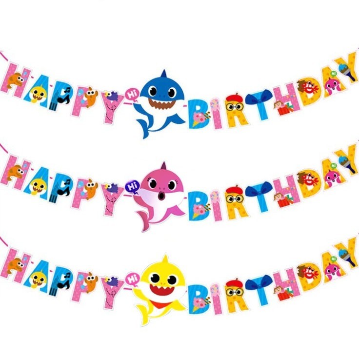 BANNER HAPPY BIRTHDAY BABY SHARK / BANNER HBD BABY SHARK / BANNER BABY SHARK