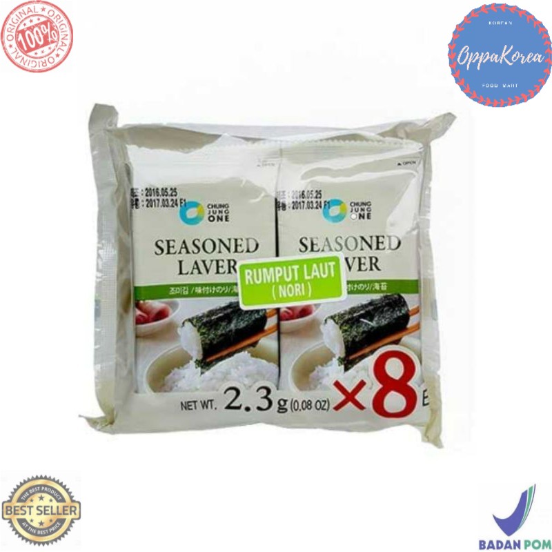 

Chung Jung One Rumput Laut Nori Seasoned Laver 2,3g x 8 bks