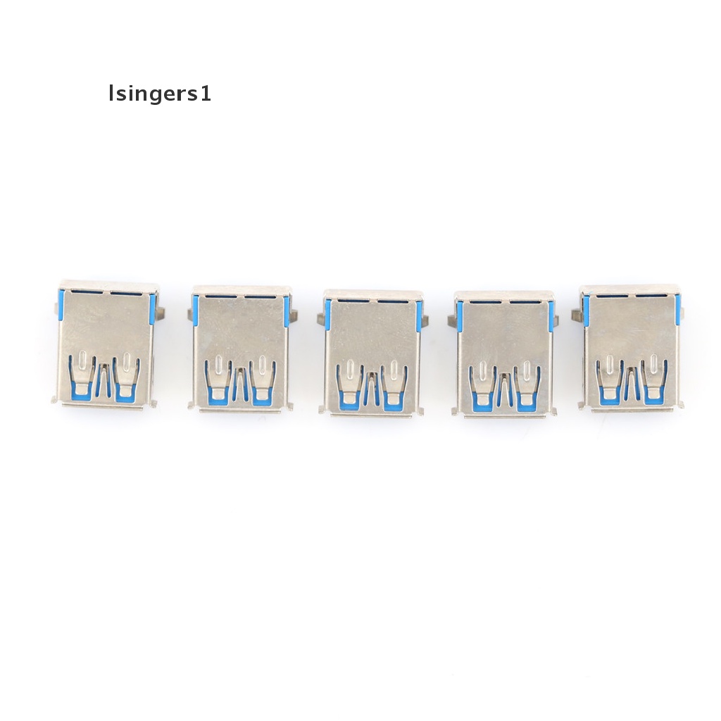 (lsingers1) 5pcs Konektor Soket DIP PCB USB 3.0 Tipe A Female Sudut Kanan 9Pin