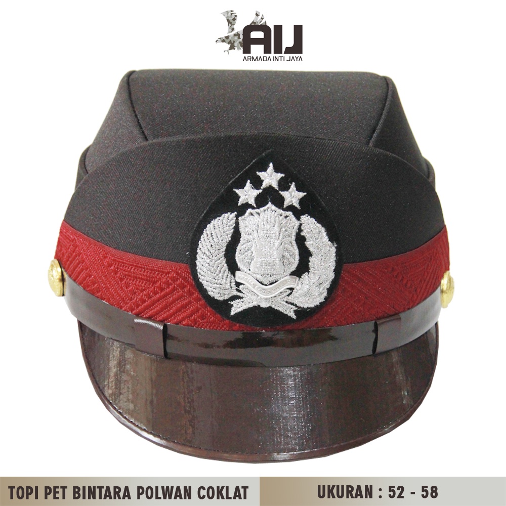 Jual Topi Pet Bintara Polwan Coklat Aksesoris Seragam Polisi Shopee