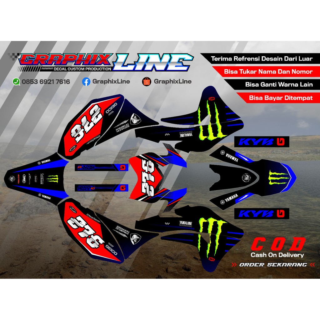 Decal Dekal KLX Gordon Biru Keren Sticker Fullbody