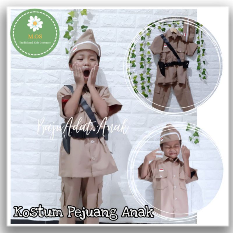 TRADITIONAL COSTUME KOSTUM ANAK PEJUANG CILIK PAUD TK SD BAJU PROFESI UNTUK LOMBA HARI MERDEKA COSPLAY PEJUANG INDONESIA FASHION KOSTUM