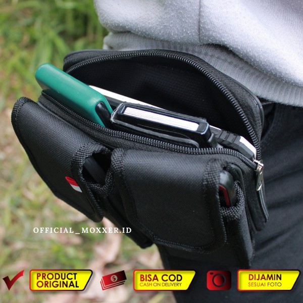 Tempat Sarung HP Pinggang KANVAS Pria Tas Dompet Handphone Cowok Resliting Pouch Hp Pria Tempat Magazine - TM02