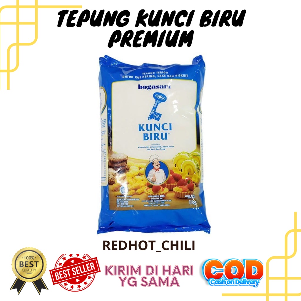 

Tepung Terigu Bogasari Premium Kunci Biru 1kg