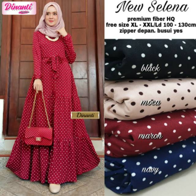 New selena gamis Polkadot syantik Realpic Busuiii syantik ORI dinanti