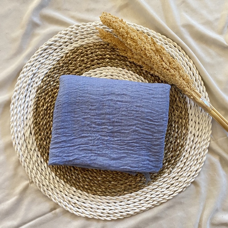 PASHMINA 𝖢𝖱𝖨𝖭𝖪𝖫𝖤 ORIGINAL 𝖬𝖤𝖱𝖪 AZARA LAVANYA ( Pashmina Arabian/ Pashmina Kusut)-Soft Denim