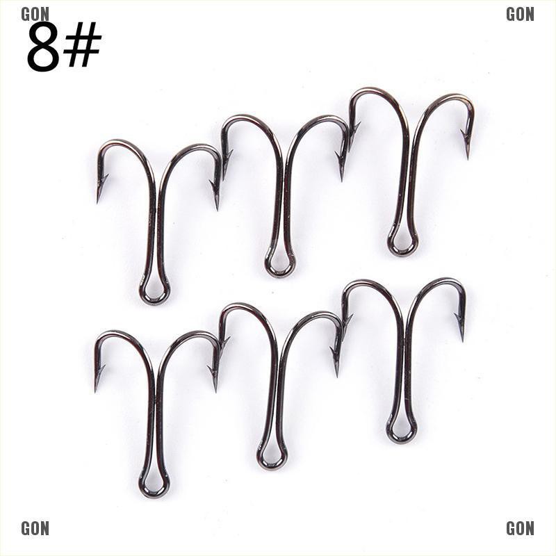 GON 50pcs Dual High Carbon Steel Black Fishing Hooks Double anchor hook Saltwater