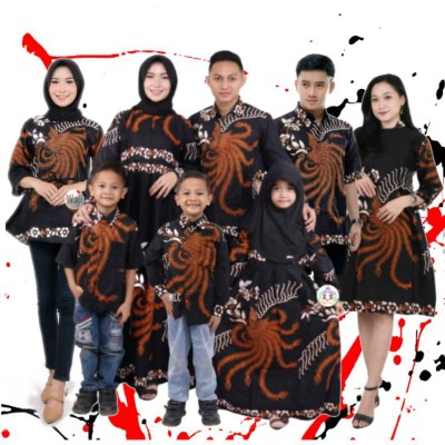 Couple Batik Keluarga || Setelan Couple Batik Ayah Ibu Anak Cewek