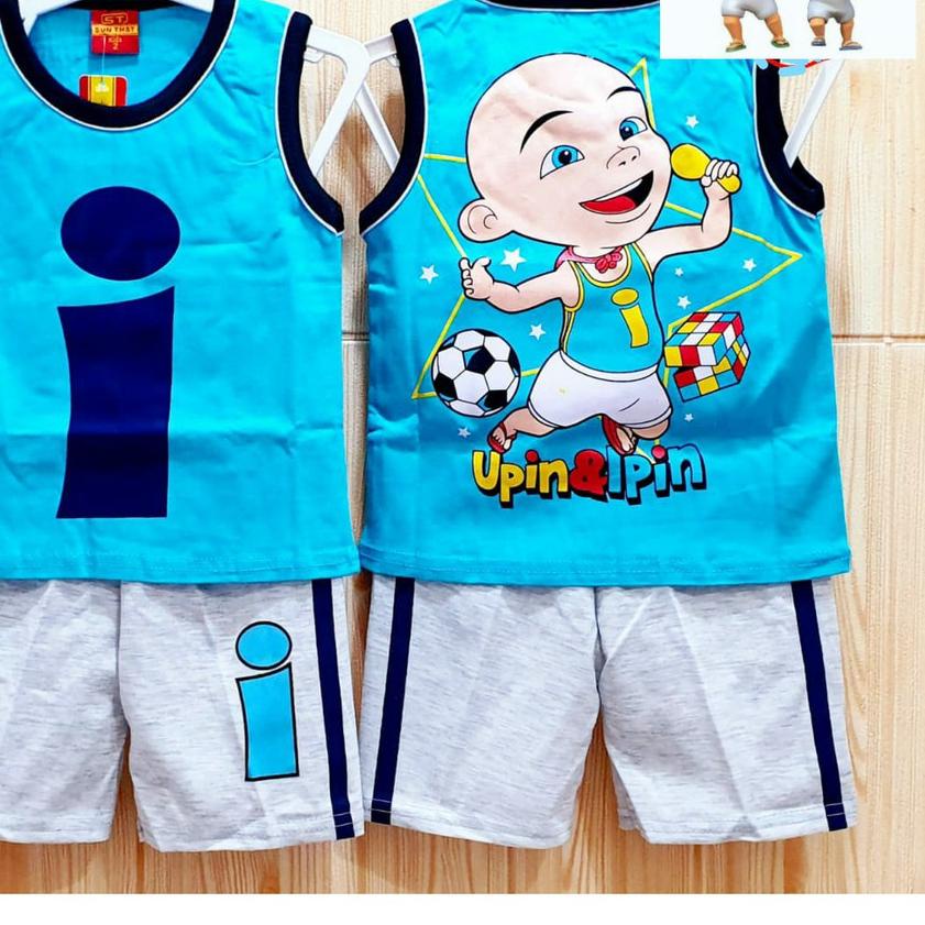 ♖ SETELAN BAJU UPIN IPIN ANAK LAKI-LAKI / KAOS SINGLET ANAK UPIN & IPIN / BAJU UPIN DAN IPIN / KOSTU