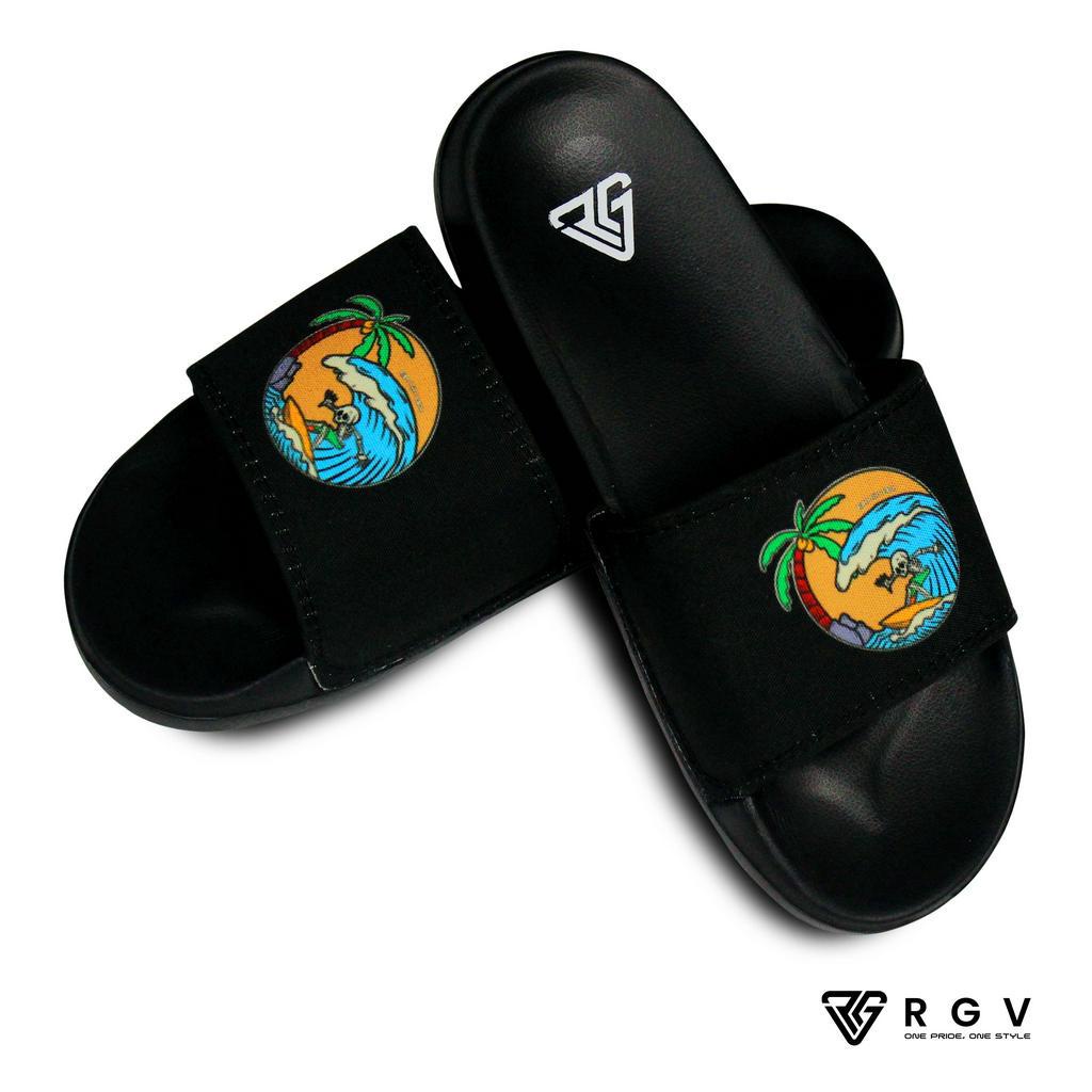 RGV - SANDAL PRIA DAN WANITA SLIDE SLIP ON SENDAL ANTI LICIN RINGAN SELOP THE WAVE ORANGE