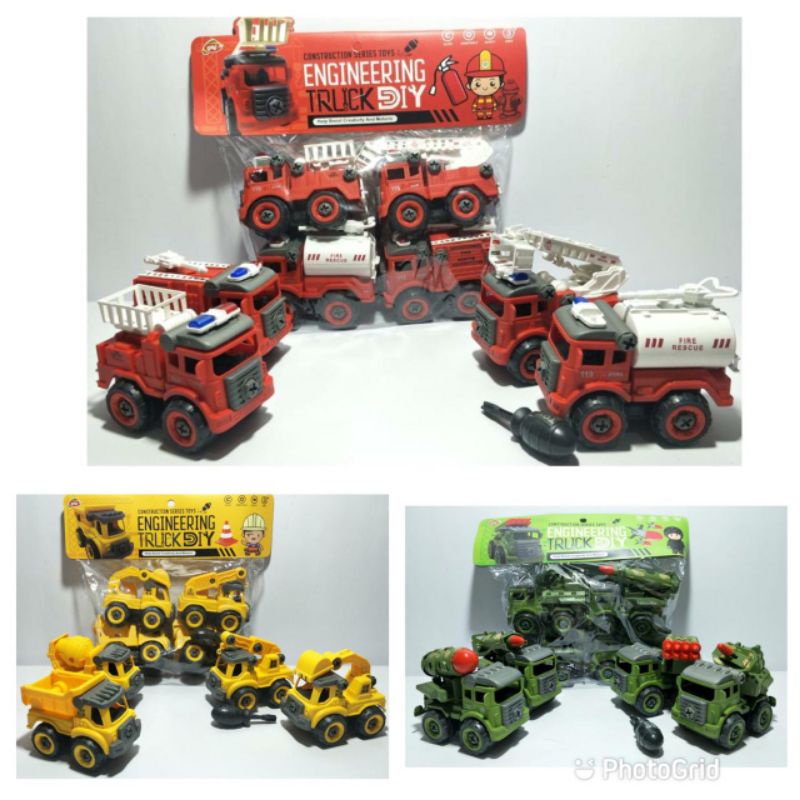 Mainan truck diy/Mainan truck pmk/mainan truck pemadam/mainan construction/mainan truck army