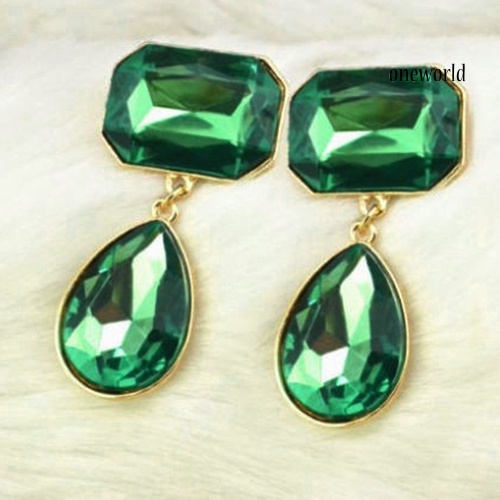 OW@ Luxury Women's Teardrop Acrylic Gemstone Ear Stud Statement Earring Jewelry