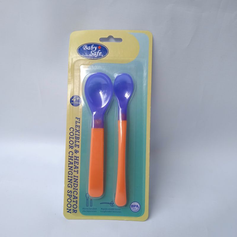 Baby safe Sendok silicone silikon bayi heat indicator 2in1 sensor panas makanan mpasi bayi