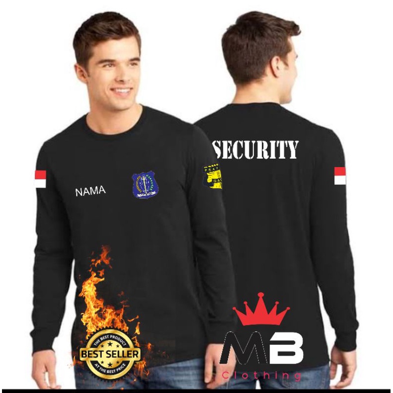 Kaos Security Lengan Panjang / Kaos Satpam / Kaos Katun Security / Baju Security / Kaos Oblong Dewas