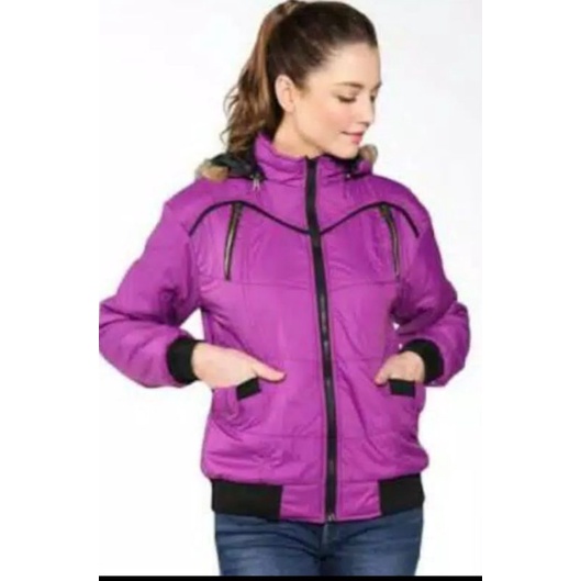 jaket parasit bulu cewek/jaket parasit wanita terbaru/ jaket parasit wanita topi bulu bisa di lepas/