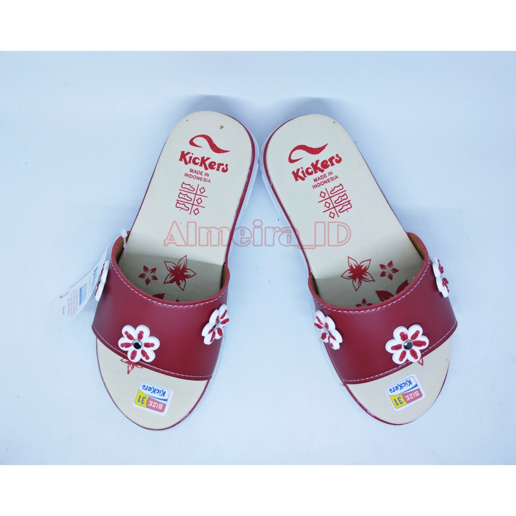 Sandal Anak Perempuan Kickers Selop Motif Bunga | Sandal Anak Casual | Sandal Slide Anak