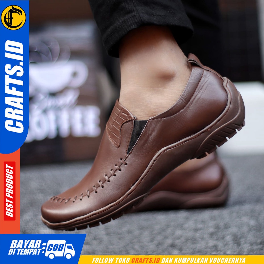 Crafts Gohan - Sepatu Kulit Casual Kerja Slip On Pria