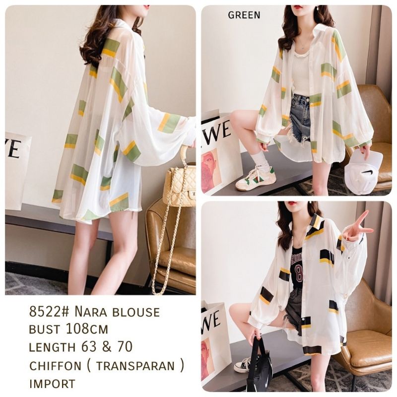 MDLV ~ 8522 NARA BLOUSE KOREA BLOUSE TRANSPARAN BLOUSE PREMIUM BLOUSE WANITA FASHION IMPORT