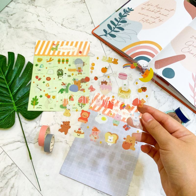 

Stiker Sheet Transparan Dekorasi Jurnal Diecut Kertas Diary Import