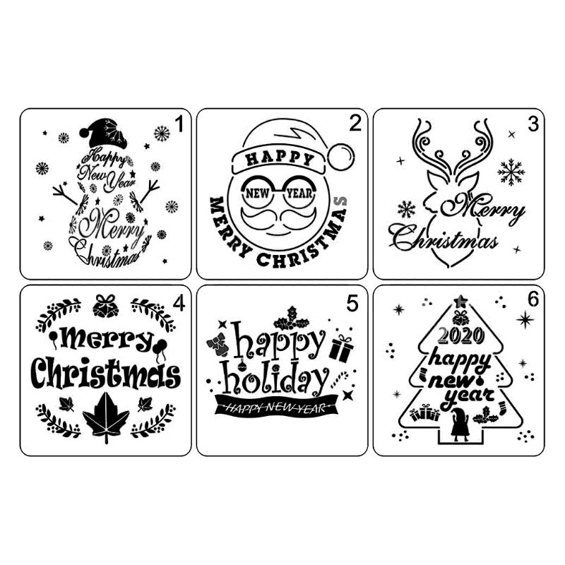 Zzz 6pcs / set Cetakan Stensil Cutting Dies Motif Snowman / Pohon Natal Untuk Scrapbook / Craft DIY