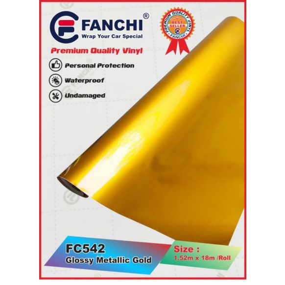 Sticker Fanchi FC542 Glossy Metallic Gold Metalik Candy Glossy Premium Wrap