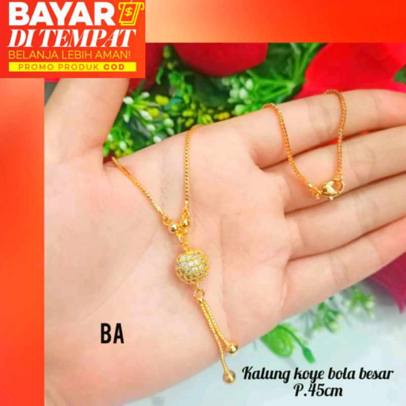 Kalung koye Dewasa motif permata zircon simple elegan,emas Korea tidak karat