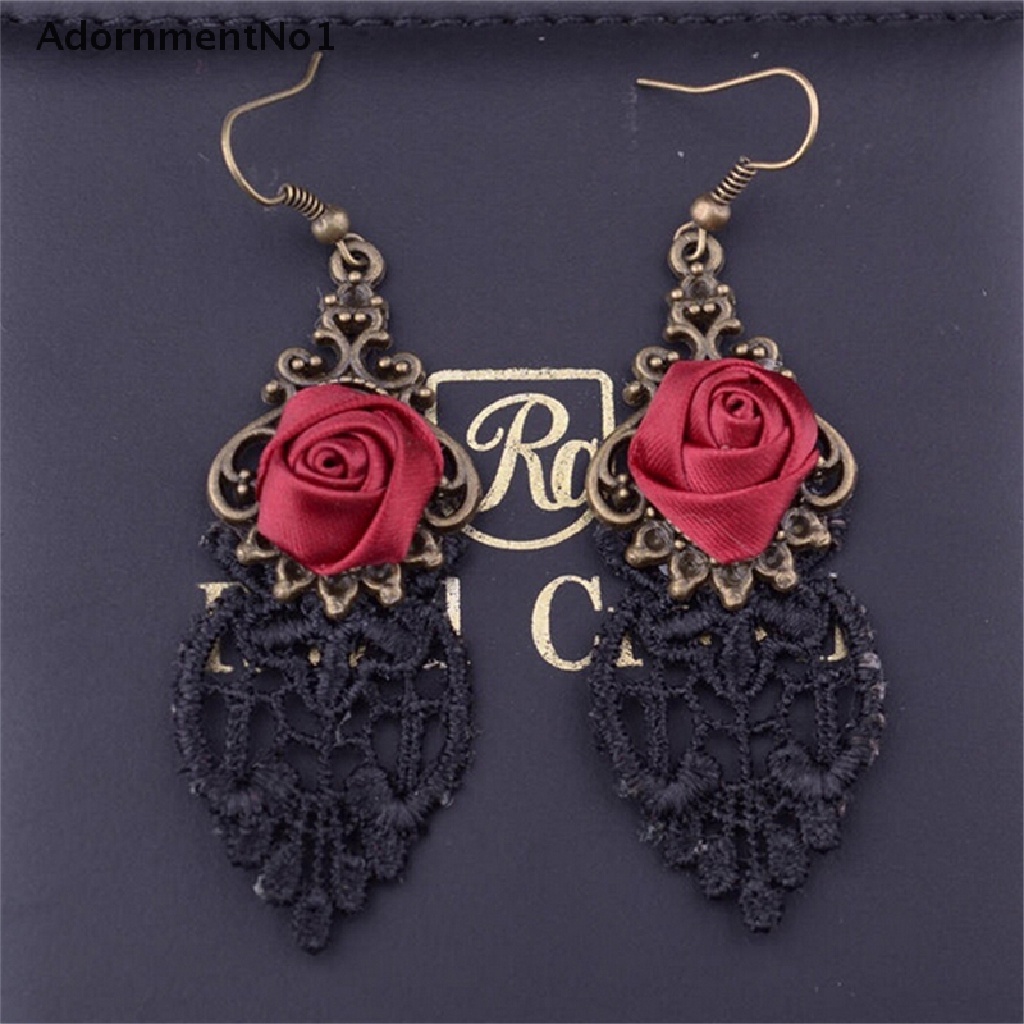 (AdornmentNo1) 1pc Anting Tusuk Gantung Desain Bunga Lace Gaya Gothic / Victoria / Retro / Vintage Untuk Wanita