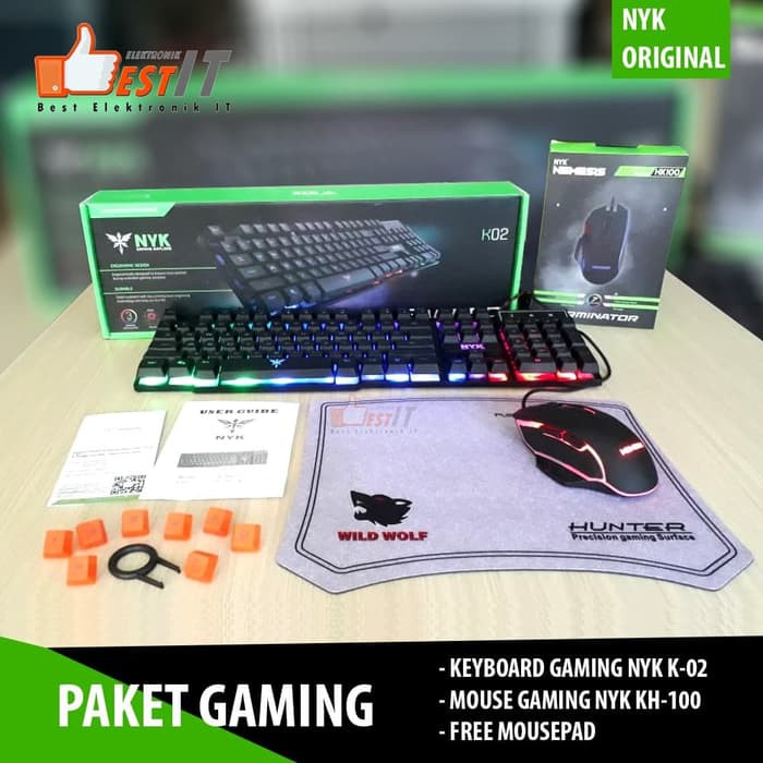 Keyboard Gaming Pc Laptop NYK Original Keyboard Gaming Combo 2 in 1 with Mouse Bonus Mousepad