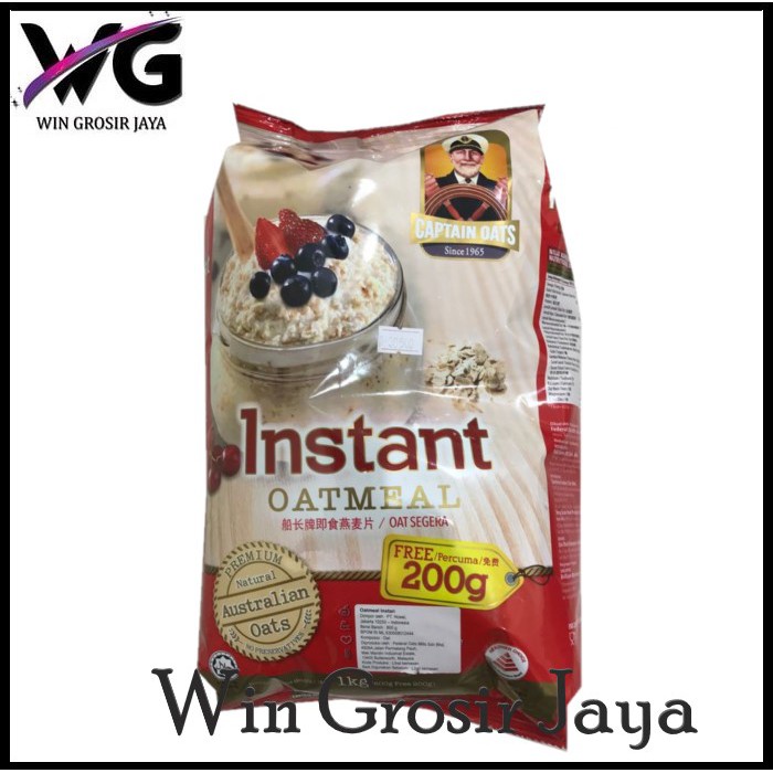 

Captain Oats Instant Oatmeal 1kg / Gandum Sehat / Healthy Oat Havermout Merah Halal