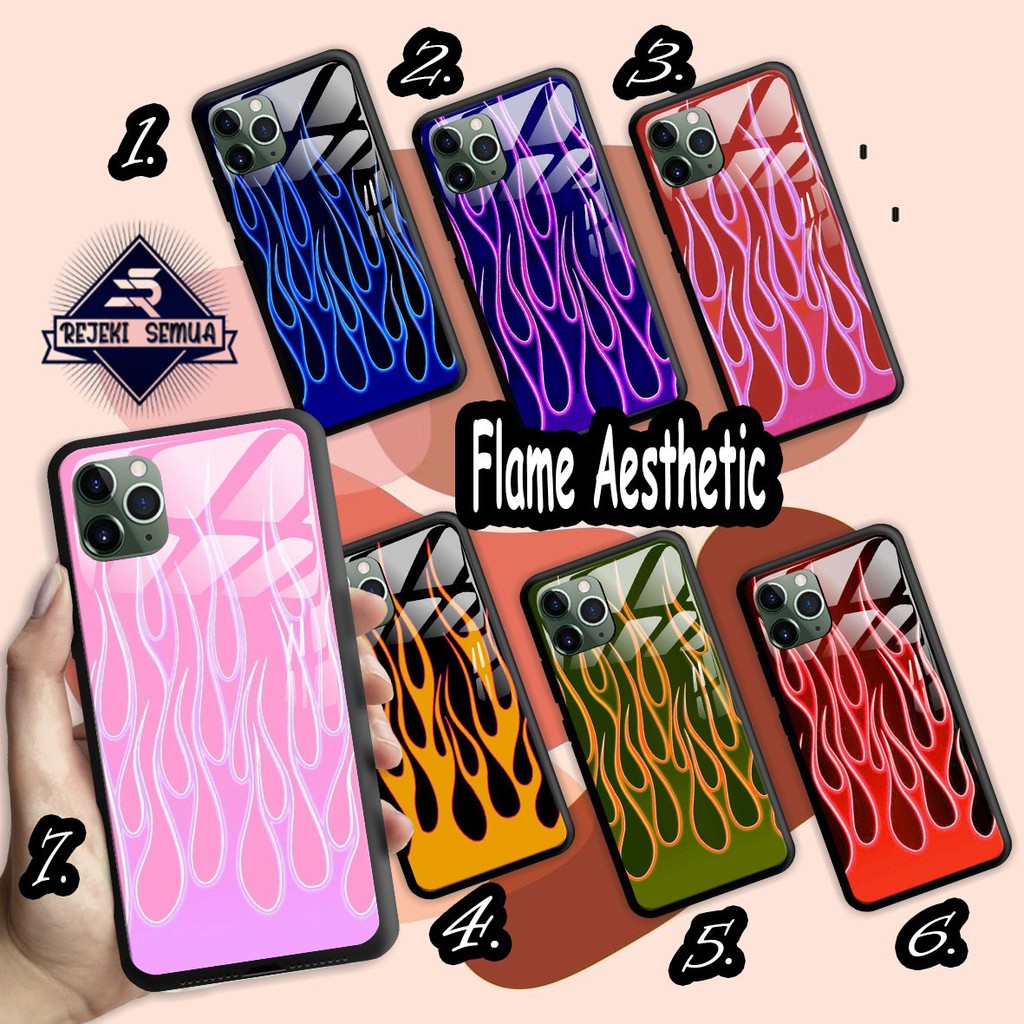 SOFTCASE BACK CASE GLASS KACA FLAME AESTHETIC REALME C1 C3 C11 C12 C15 C17 NARZO 10A 20PRO RS4274