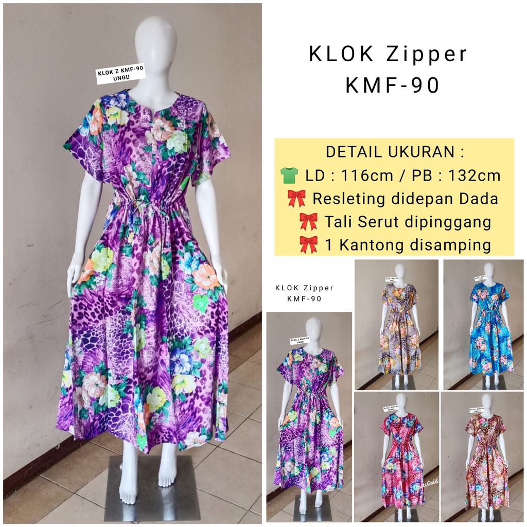 AS Dress Klok Zipper Batik Kudamas LD 116cm Busui KST-02 KMF-90