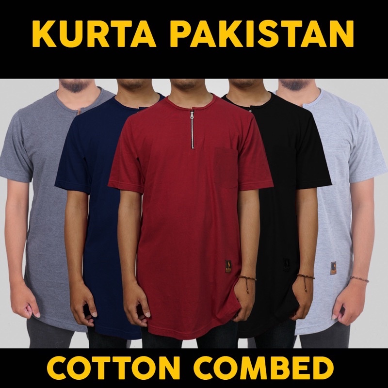 baju koko kurta ziper kaos pakistan lengan pendek cotton  combed 24s premium / kaos kurta ziper pria kurta zavision