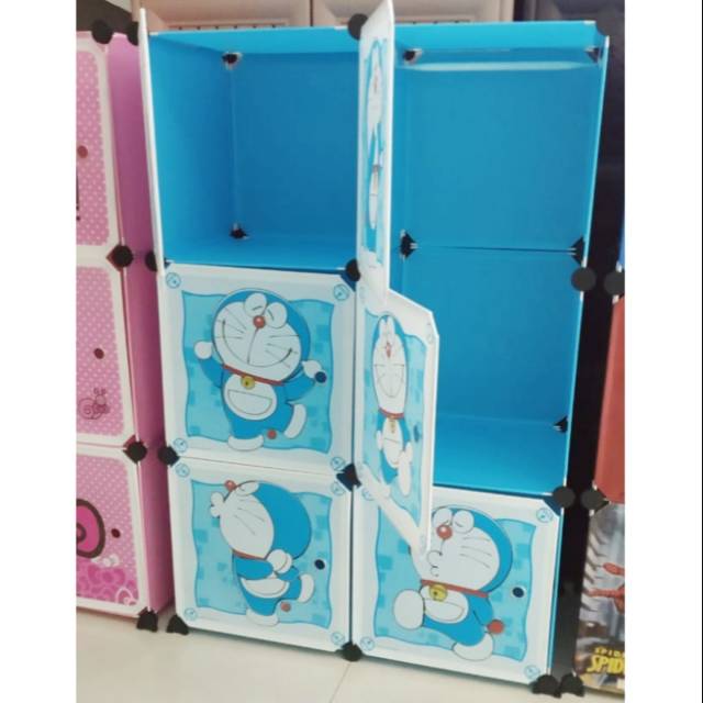 Lemari Plastik Portable Doraemon 6 Pintu