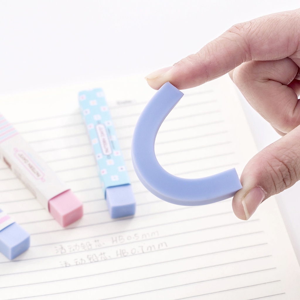 Penghapus Pensil Bahan Karet Warna Permen Motif Garis Untuk Stationery Sekolah / Kantor