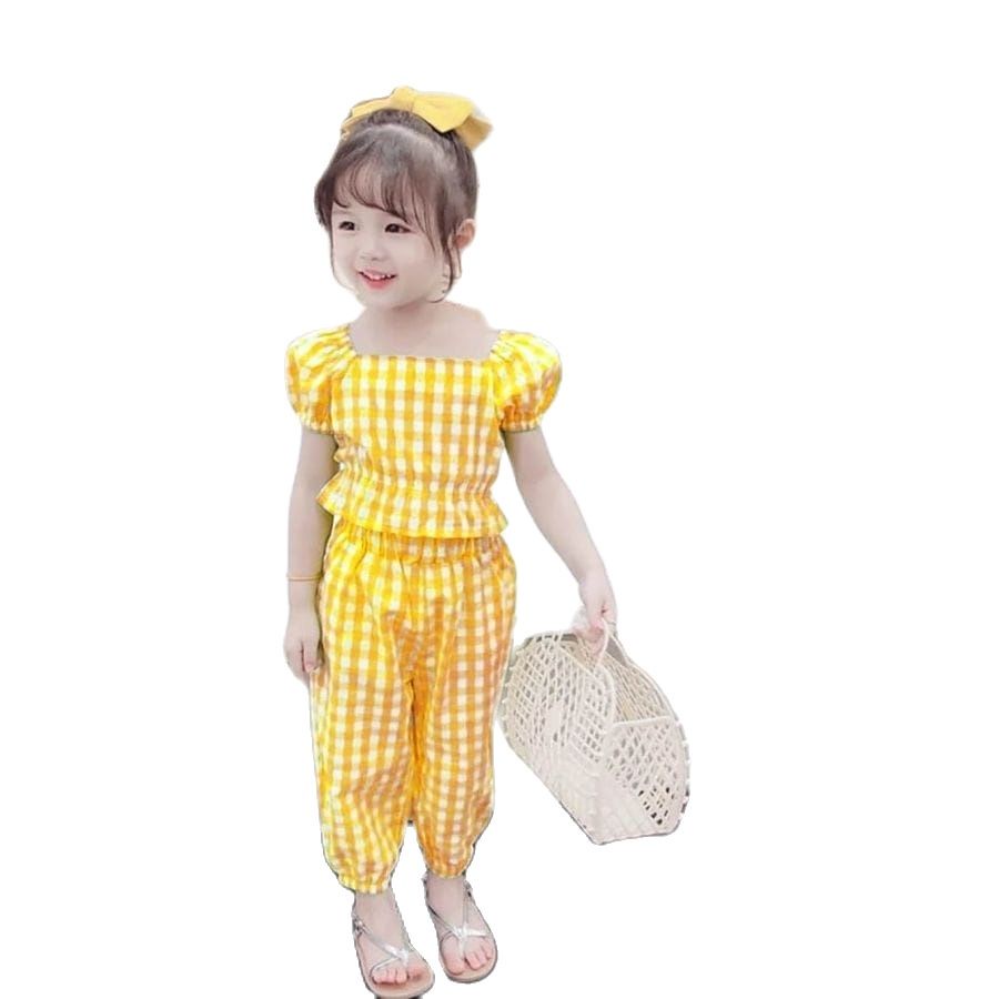 ZASKIYA - Set Anak JOY QUEEN / Setelan Anak Kotak Kotak Tartan / Set Celana Anak Perampuan 1-5 thn