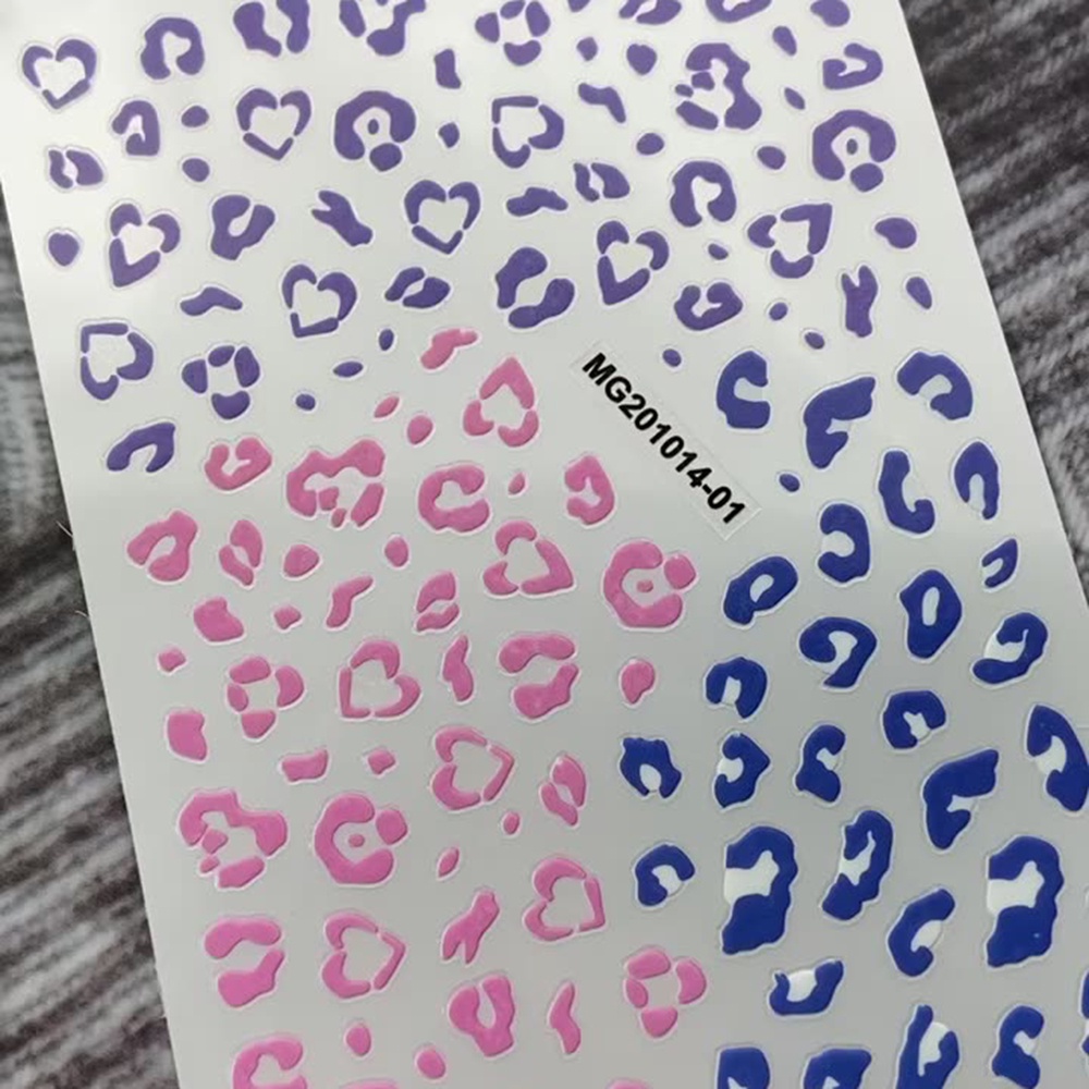 1 Lembar Stiker Kuku Motif Leopard Warna Biru Untuk Dekorasi Nail Art DIY