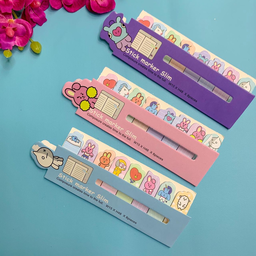 STICKY NOTES BT 21 slim 7 KARAKTER PEMBATAS BUKU BT-21 MURAH BISA COD