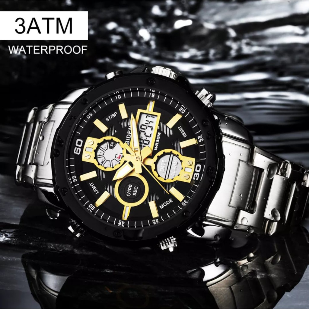 JAM TANGAN PRIA SPORTY BIDEN 1912.G ANALOG DIGITAL STRAP STAINLESS