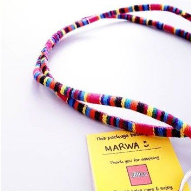 

tali id card etnik tenun pink tua dengan tambahan beads nama