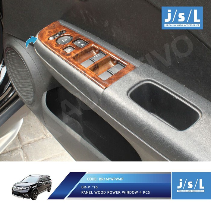 Aksesoris Fariasi Tambahan Mobil JSL Panel Kayu Wood Panel Power Window BRV 4 Pcs