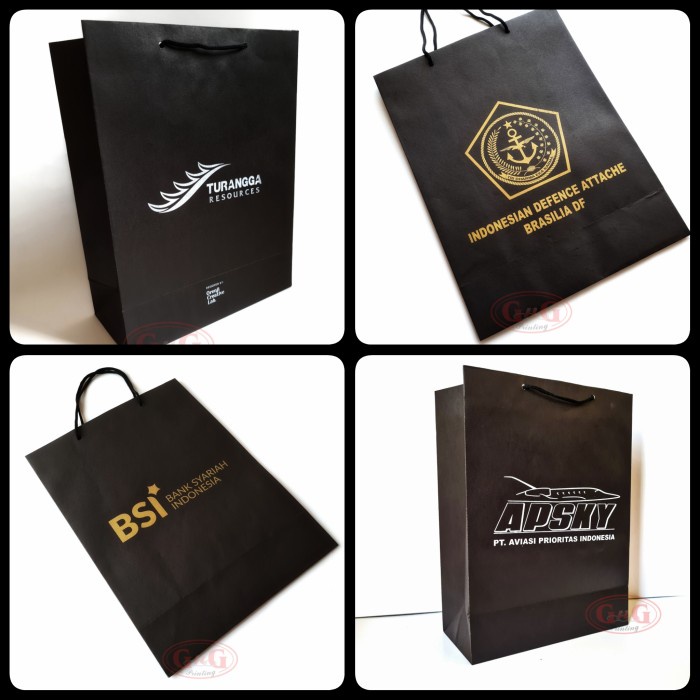 

SALE 26x12x34 Custom Print Paper Bag Hitam/Shopping Bag Custom Print