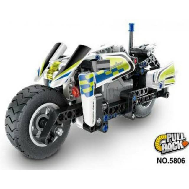 HT - Lego Motor Police Mechanical Polisi Mainan Pull Back Qihui 5806 Bricks