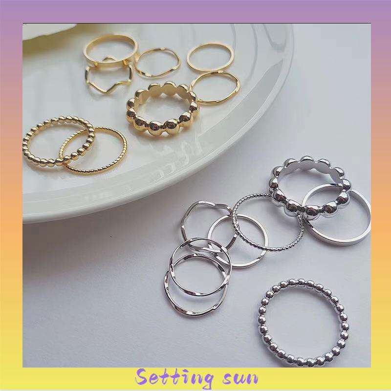 Fashion Korea Kombinasi Terbaru Cincin Sederhana Liar Aksesoris Mode TN