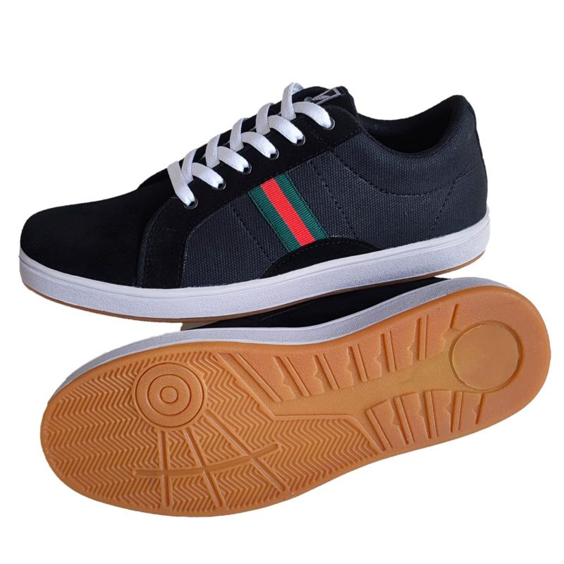 Sepatu Pria Original Asli Lokal Sneakers Cowok Keren ALDHIS N 03 Spatu Snekers Terbaru Mid Low Hitam Black Gum