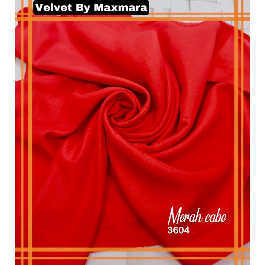 Bahan Multi Kain Satin saten Velvet maxmara Polos bridesmaid Meteran Super A Grade-3604 merah cabai